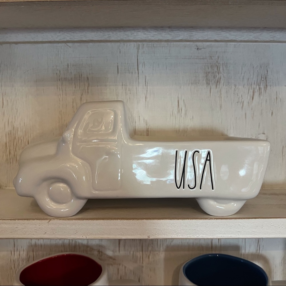 Rae Dunn White Ceramic Truck USA Decor NWOT